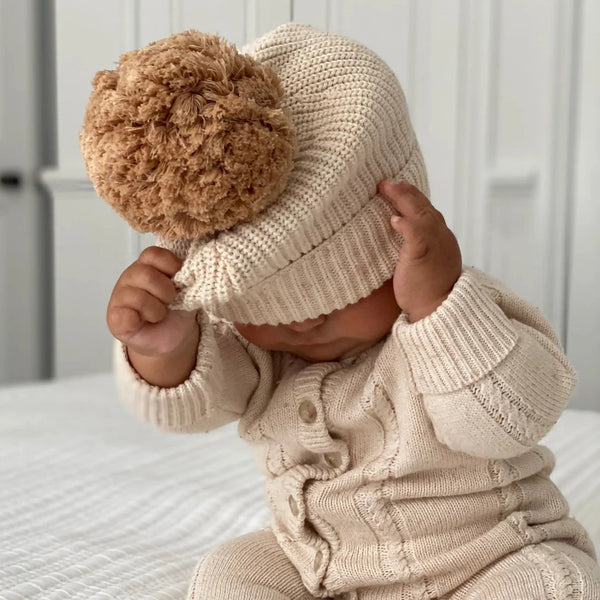 Knit Baby Beanie • Biscotti Ziggy Lou – OH MIA BAMBINA