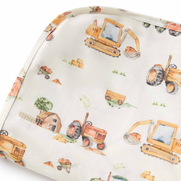 Diggers & Tractors Organic Jersey Swaddle & Beanie Set