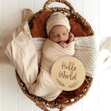 Hello World Large Wooden Milestone Card