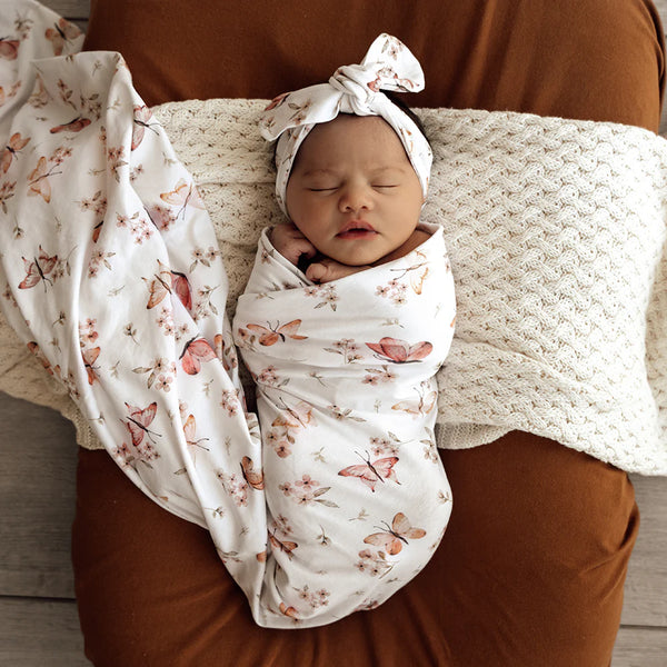 Butterfly Organic Jersey Swaddle & Topknot Set