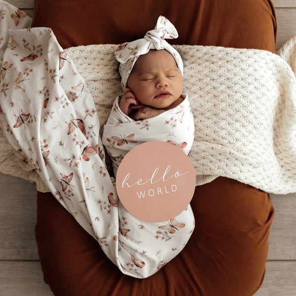 Butterfly Organic Jersey Swaddle & Topknot Set