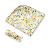 Golden Wattle Organic Jersey Swaddle & Topknot Set
