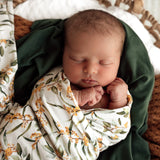 Golden Wattle Organic Jersey Swaddle & Topknot Set