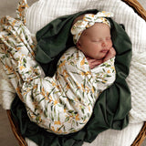 Golden Wattle Organic Jersey Swaddle & Topknot Set