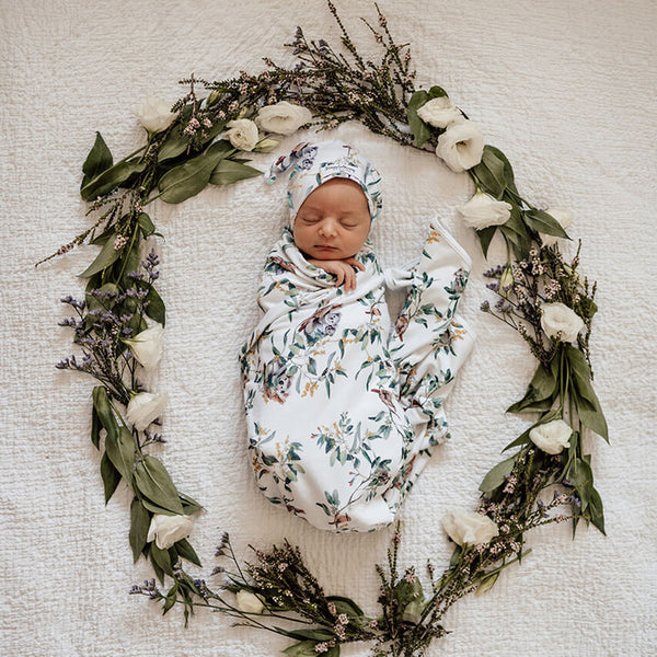 Jersey Swaddle & Beanie Set • Eucalypt - OH MIA BAMBINA