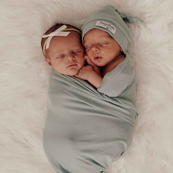 Sage Jersey Swaddle & Beanie Set