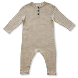 Organic Ribbed Button Jumpsuit - Natural