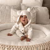 Classic Ribbed Knit Hoodie Romper - Milk