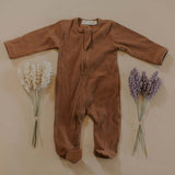 Chestnut Organic Ribbed Onesie