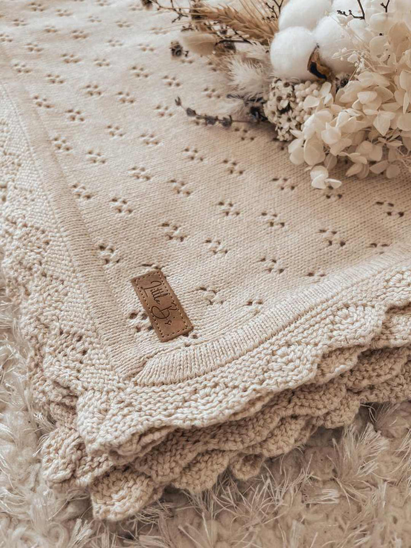 Pointelle Knit Blanket - Honey Milk