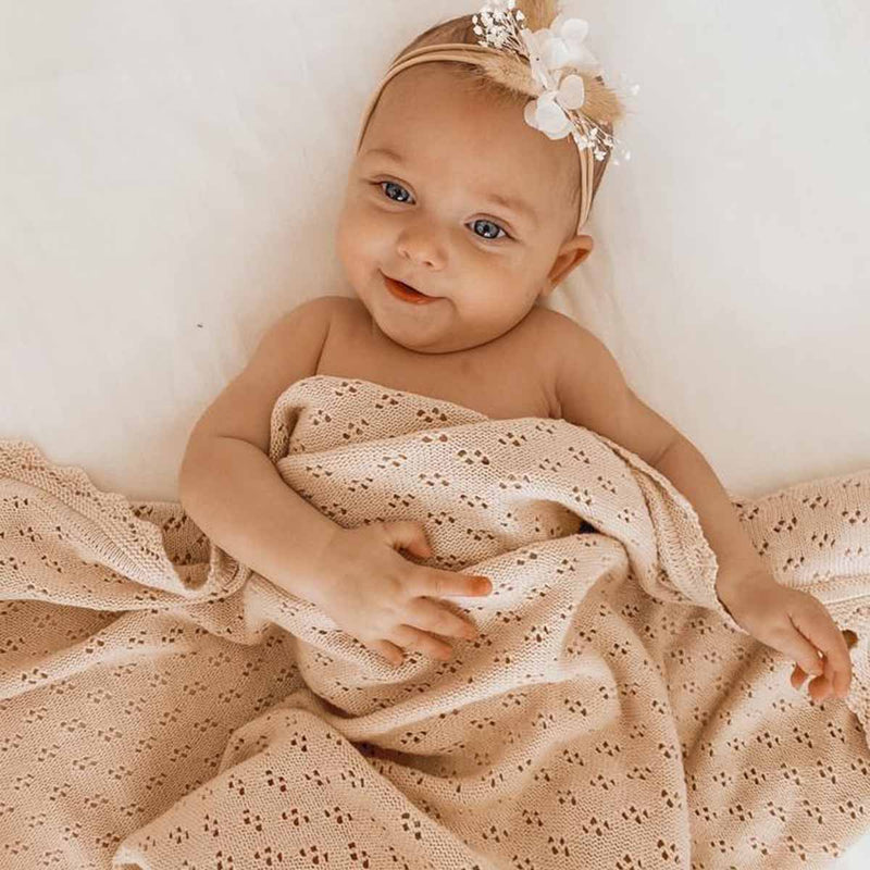 Vintage Pointelle Knit Baby Blanket • Honey Milk | Little B's Nursery ...