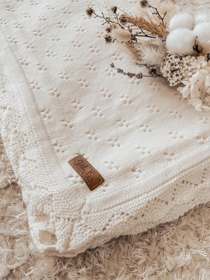 Vanilla Pointelle Knit Blanket