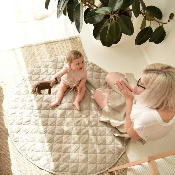 Quilted Linen Baby Play Mat