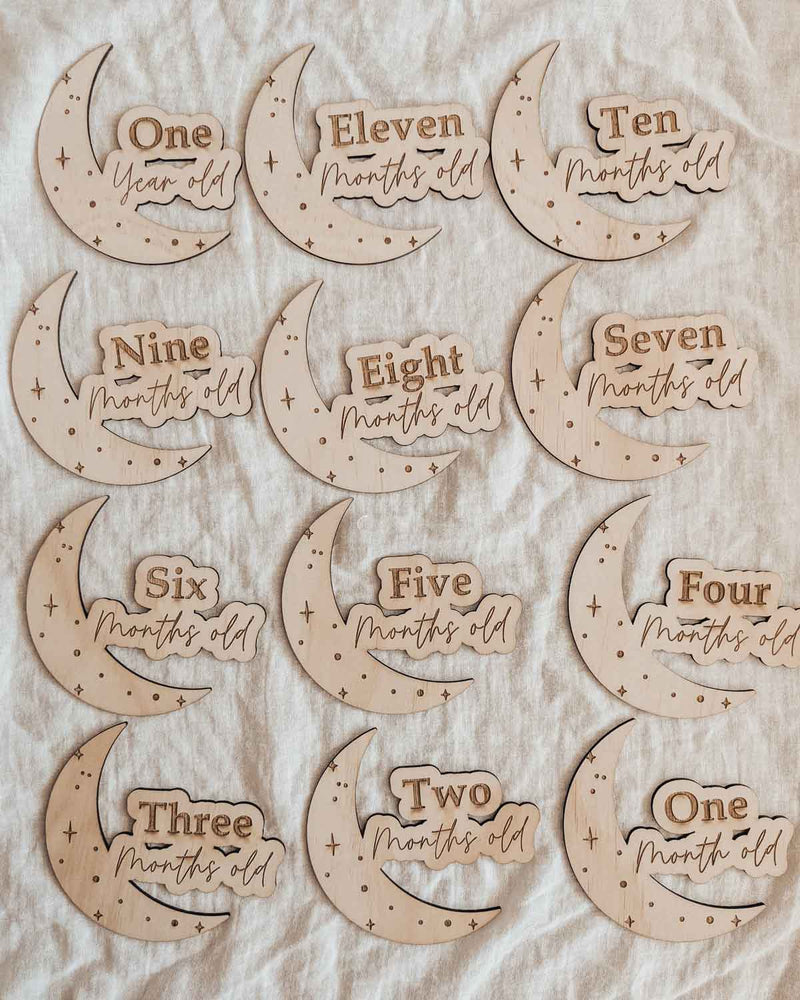 Lunar Wooden Monthly Milestone Plaques