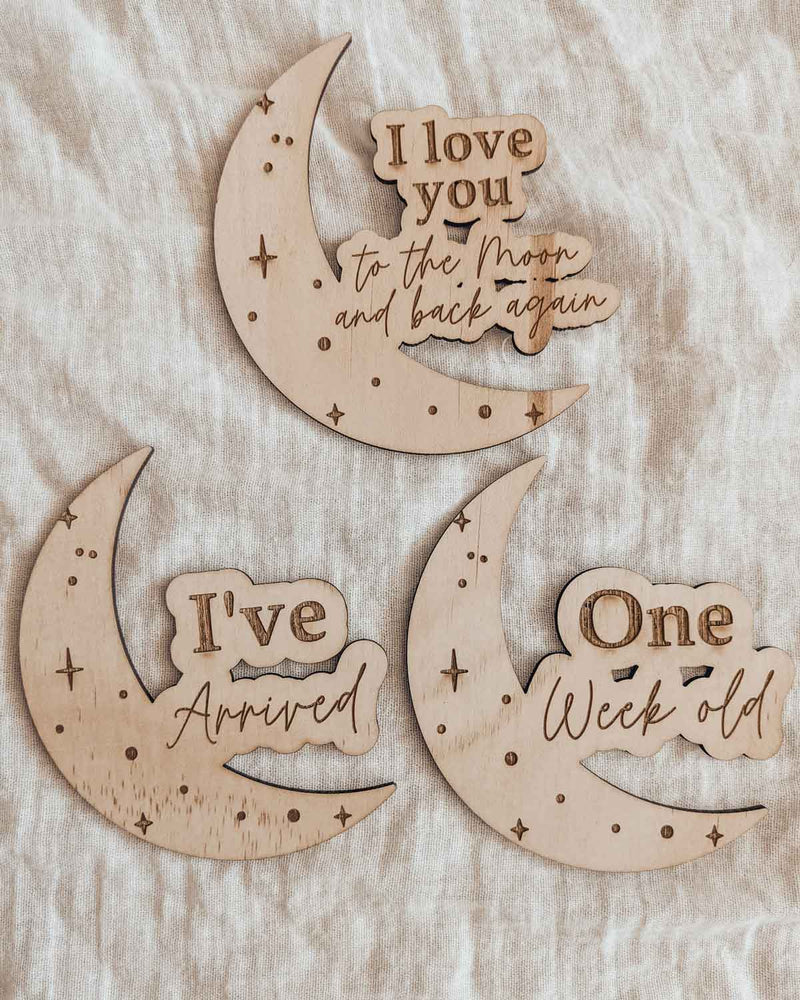 Lunar Wooden Monthly Milestone Plaques