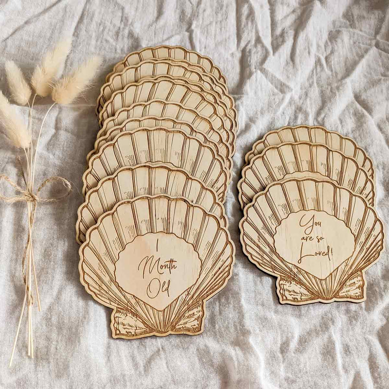 Shell Wooden Monthly Milestone Plaques