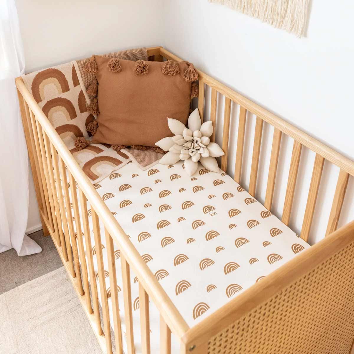 Fitted Baby Cot Sheet • Rainbow Kiin Baby OH MIA BAMBINA